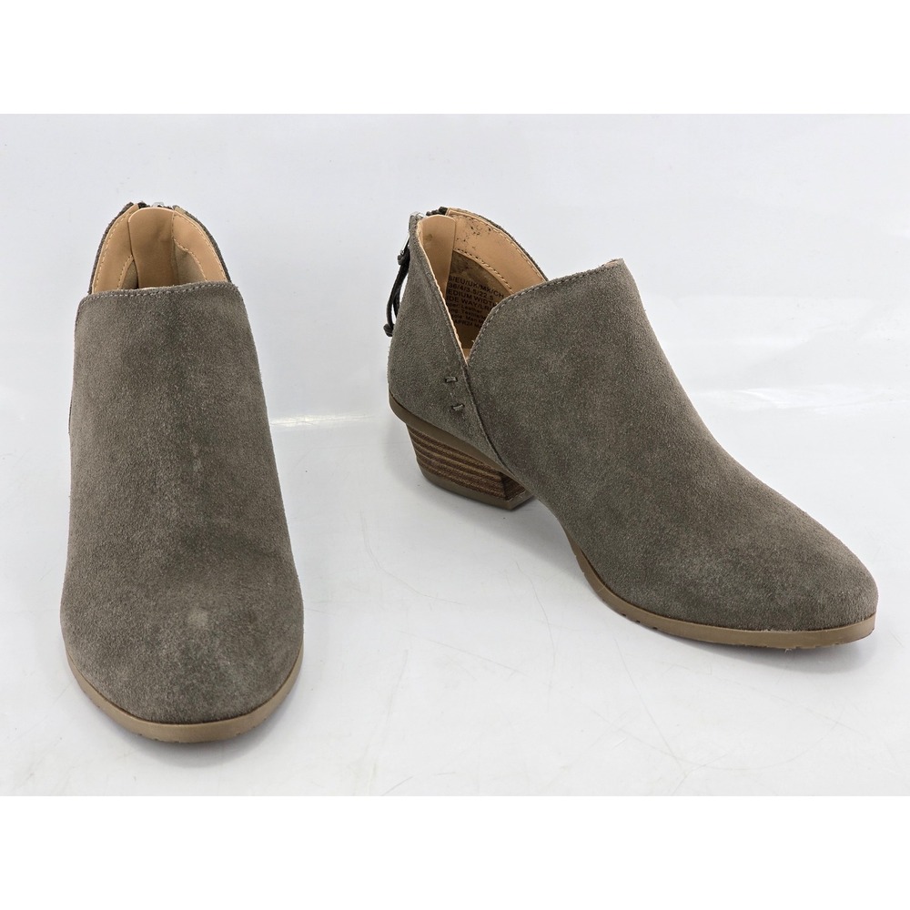 Kenneth Cole Reaction Sideway Ankle Boots Women 6 Grey Suede Zip Back